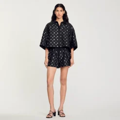 Ensembles|Tops & Chemises*SANDRO Chemise Ornée De Pastilles Noir