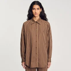 Ensembles|Tops & Chemises*SANDRO Chemise Oversize Marron
