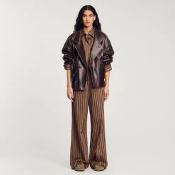 Ensembles|Tops & Chemises*SANDRO Chemise Oversize Marron