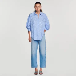 Tops & Chemises*SANDRO Chemise Oversize à Strass Bleu Ciel