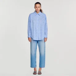 Tops & Chemises*SANDRO Chemise Oversize à Strass Bleu Ciel