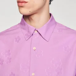 Chemises*SANDRO Chemise Oversize Jacquard Fleurs Rose