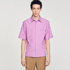 Chemises*SANDRO Chemise Oversize Jacquard Fleurs Rose