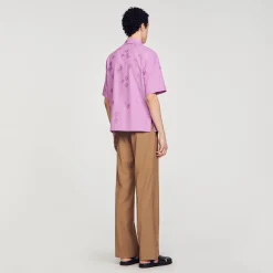 Chemises*SANDRO Chemise Oversize Jacquard Fleurs Rose