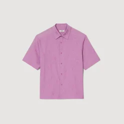 Chemises*SANDRO Chemise Oversize Jacquard Fleurs Rose
