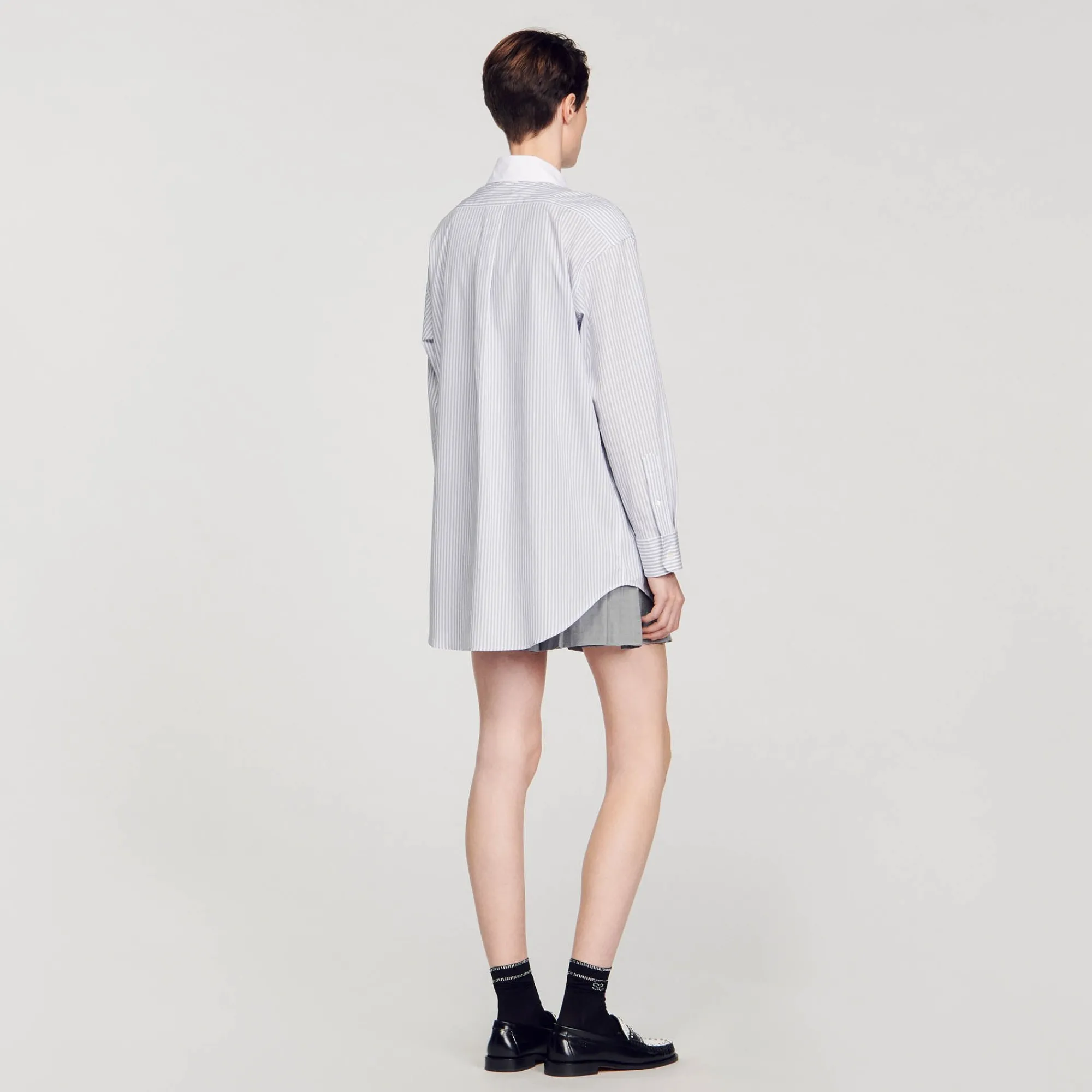 Tops & Chemises*SANDRO Chemise Oversized à Rayures Gris / Blanc