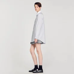 Tops & Chemises*SANDRO Chemise Oversized à Rayures Gris / Blanc