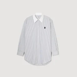 Tops & Chemises*SANDRO Chemise Oversized à Rayures Gris / Blanc