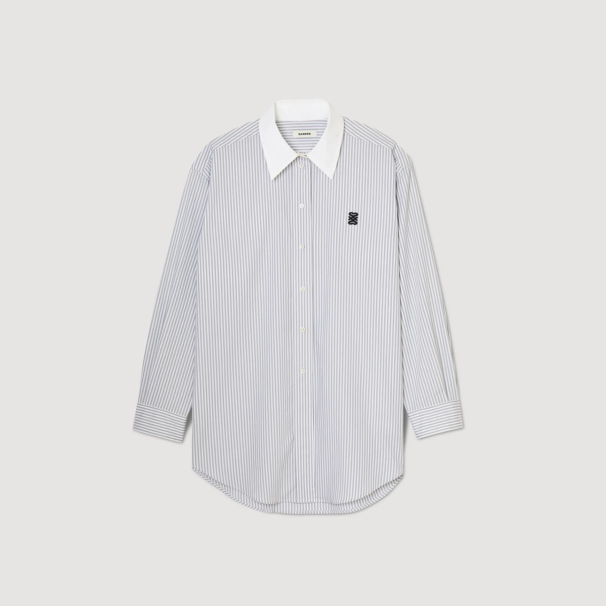 Tops & Chemises*SANDRO Chemise Oversized à Rayures Gris / Blanc
