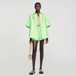Ensembles|Tops & Chemises*SANDRO Chemise Oversized Satinée Vert Fluo