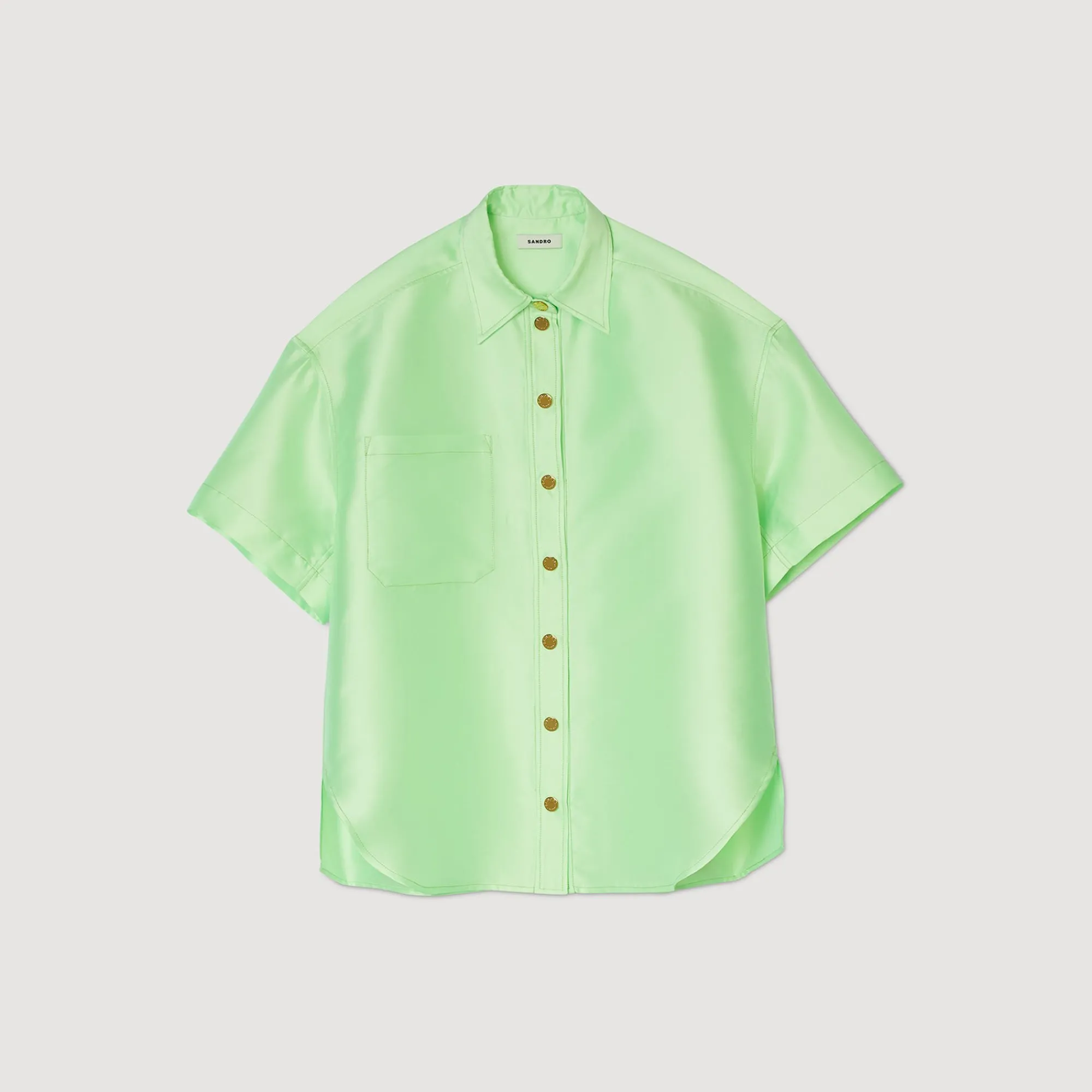 Ensembles|Tops & Chemises*SANDRO Chemise Oversized Satinée Vert Fluo