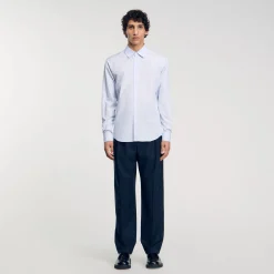 Chemises*SANDRO Chemise Rayée Bleu Ciel