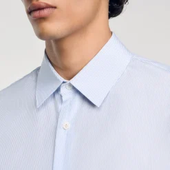 Chemises*SANDRO Chemise Rayée Bleu Ciel