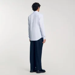 Chemises*SANDRO Chemise Rayée Bleu Ciel