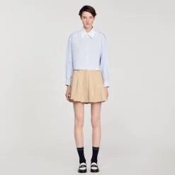 Tops & Chemises*SANDRO Chemise Rayée à Strass Bleu Ciel