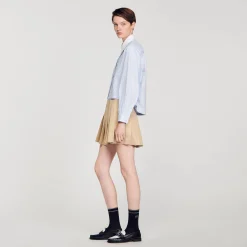 Tops & Chemises*SANDRO Chemise Rayée à Strass Bleu Ciel