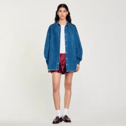 Tops & Chemises*SANDRO Chemise Strassée En Jean Bleu jean