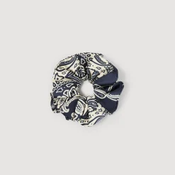 Autres Accessoires*SANDRO Chouchou Imprimé Bandana Marine / Beige
