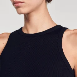T-Shirts*SANDRO Débardeur à Broderie Noir
