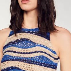 Pulls & Cardigans|Tops & Chemises*SANDRO Débardeur Court En Maille Bleu / Doré