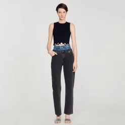 Ensembles|Pulls & Cardigans*SANDRO Débardeur Court En Maille Noir