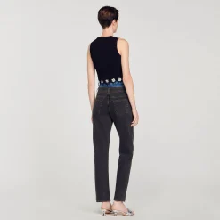 Ensembles|Pulls & Cardigans*SANDRO Débardeur Court En Maille Noir