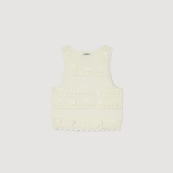 Ensembles|Pulls & Cardigans*SANDRO Débardeur Court En Maille Ecru
