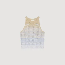 Ensembles|Pulls & Cardigans*SANDRO Débardeur Court En Maille Bleu / Doré