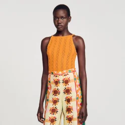 Pulls & Cardigans|Tops & Chemises*SANDRO Débardeur En Maille à Perles Orange