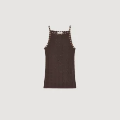 Pulls & Cardigans|Tops & Chemises*SANDRO Débardeur En Maille à Perles Marron