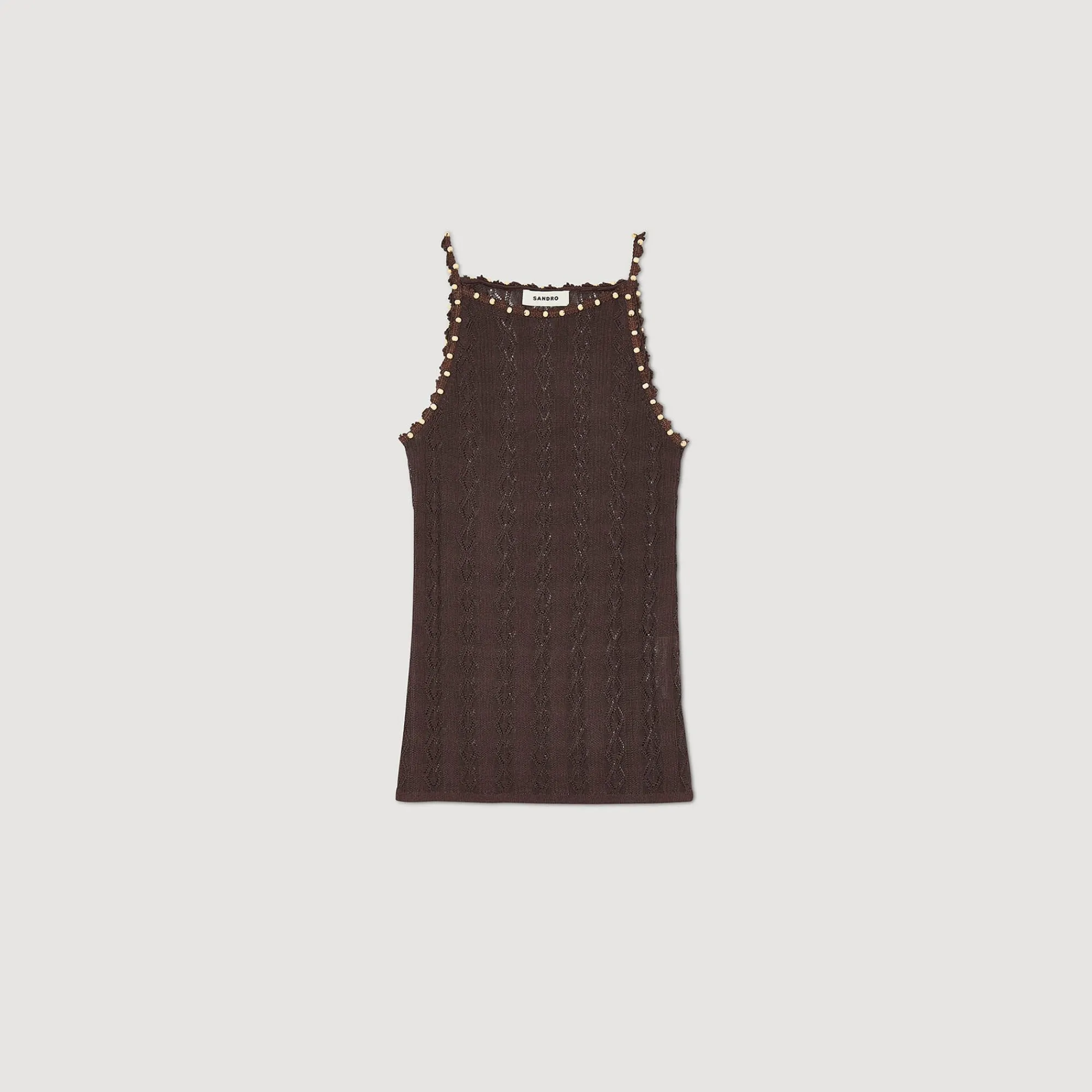 Pulls & Cardigans|Tops & Chemises*SANDRO Débardeur En Maille à Perles Marron