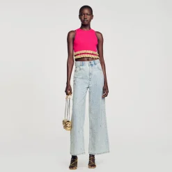Pulls & Cardigans|Tops & Chemises*SANDRO Débardeur En Maille à Volants Fushia