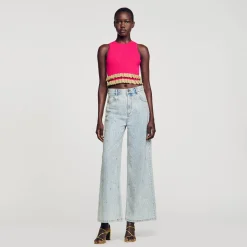 Pulls & Cardigans|Tops & Chemises*SANDRO Débardeur En Maille à Volants Fushia