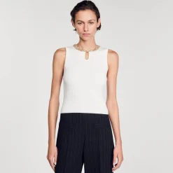 Pulls & Cardigans|Tops & Chemises*SANDRO Débardeur En Maille Col Bijoux blanc