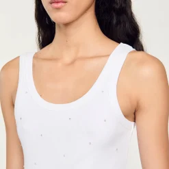 T-Shirts*SANDRO Débardeur Strassé blanc