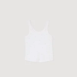 T-Shirts*SANDRO Débardeur Strassé blanc