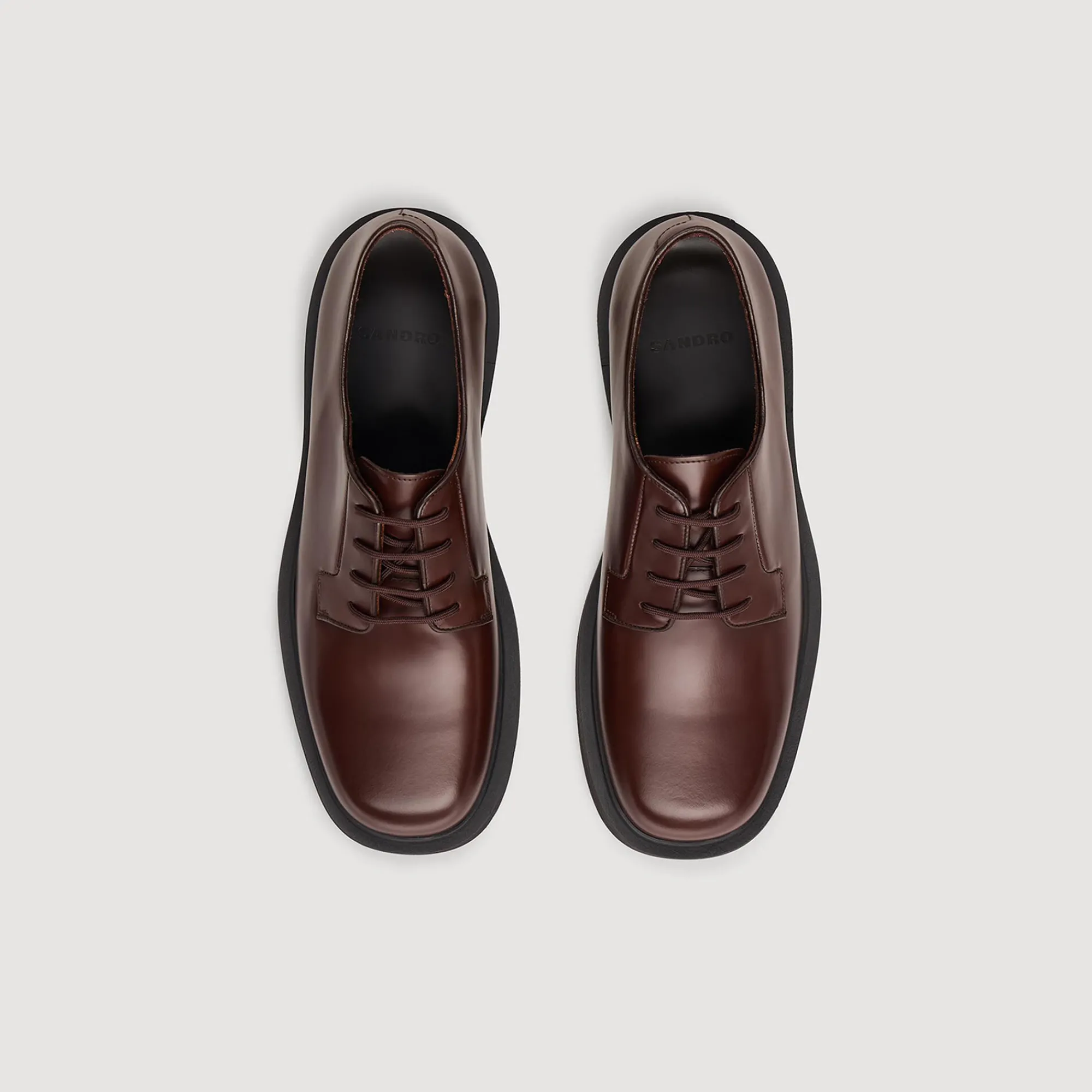 Chaussures De Ville*SANDRO Derbies En Cuir Glacé Marron Foncé