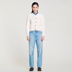Pulls & Cardigans*SANDRO Gilet à Col Montant Amovible Ecru