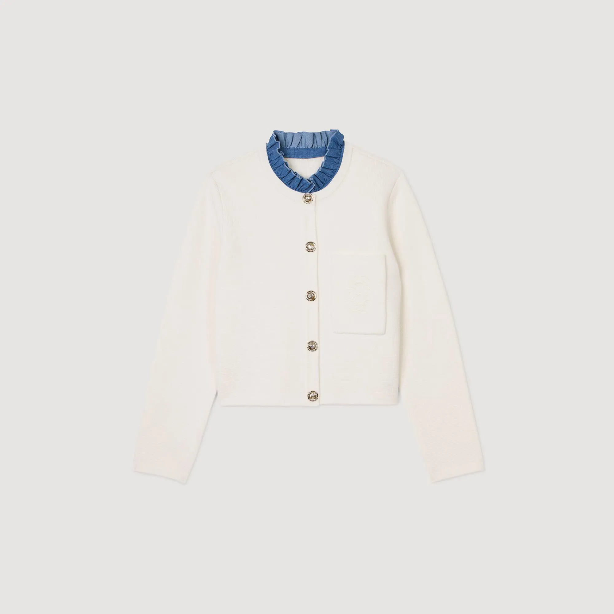 Pulls & Cardigans*SANDRO Gilet à Col Montant Amovible Ecru