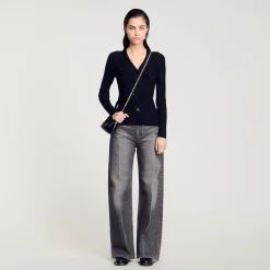 Pulls & Cardigans*SANDRO Gilet à Strass Noir