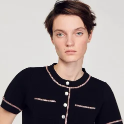 Ensembles|Pulls & Cardigans*SANDRO Gilet Court En Maille Noir