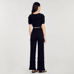 Ensembles|Pulls & Cardigans*SANDRO Gilet Court En Maille Noir