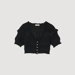 Ensembles|Pulls & Cardigans*SANDRO Gilet Court En Maille Noir