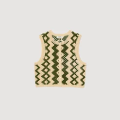 Pulls & Cardigans|Tops & Chemises*SANDRO Gilet En Maille Ecru / Kaki