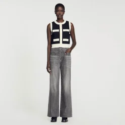 Pulls & Cardigans*SANDRO Gilet En Maille Sans Manches Noir