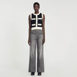 Pulls & Cardigans*SANDRO Gilet En Maille Sans Manches Noir