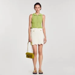 Ensembles|Pulls & Cardigans*SANDRO Gilet En Maille Sans Manches Vert Olive