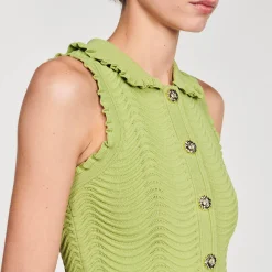 Ensembles|Pulls & Cardigans*SANDRO Gilet En Maille Sans Manches Vert Olive