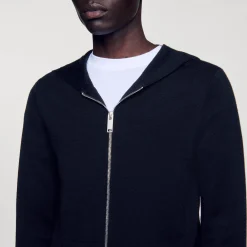 Pulls & Gilets*SANDRO Gilet Zippé Avec Capuche Noir