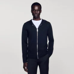 Pulls & Gilets*SANDRO Gilet Zippé Avec Capuche Noir